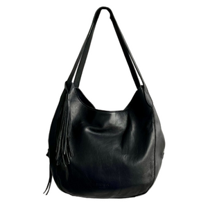 Margot New York Shoulder Bag Soft Leather Multiple Pockets Snap Closure Black OS